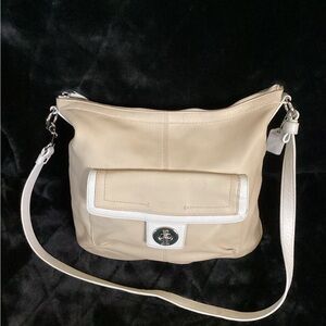Coach Cream and White Shoulder Bag